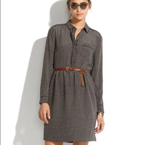 Madewell Dresses & Skirts - Madewell | Silk Cinema Dress Mini-Houndstooth Size 6